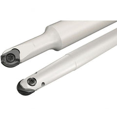 Iscar - 8mm Cut Diam, 5.5mm Max Depth of Cut, 12mm Shank Diam, 80mm OAL, Indexable Ball Nose End Mill - 25mm Head Length, Straight Shank, CM D08 Toolholder, CR-D8 Insert - Exact Tooling