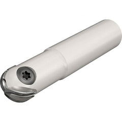 Iscar - 10mm Cut Diam, 6.4mm Max Depth of Cut, 12mm Shank Diam, 90mm OAL, Indexable Ball Nose End Mill - 25mm Head Length, Straight Shank, CM D10 Toolholder, CR-D10 Insert - Exact Tooling