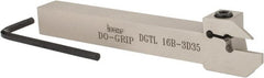 Iscar - 0.6299" Max Depth of Cut, 3mm Min Groove Width, 140mm OAL, Left Hand Indexable Grooving Cutoff Toolholder - 16mm Shank Height x 16mm Shank Width, DG. 1../DG. 3.. Insert Style, DGT Toolholder Style, Series Do Grip - Exact Tooling