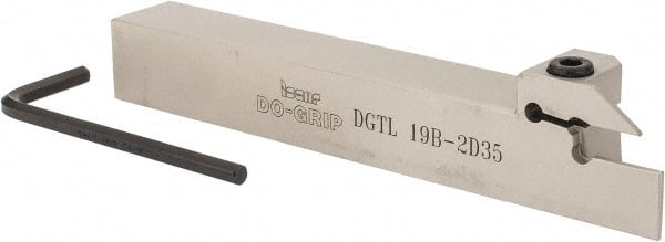 Iscar - 0.689" Max Depth of Cut, 0.075" Min Groove Width, 5-1/2" OAL, Left Hand Indexable Grooving Cutoff Toolholder - 3/4" Shank Height x 3/4" Shank Width, DG. 1../DG. 2.. Insert Style, DGT Toolholder Style, Series Do Grip - Exact Tooling