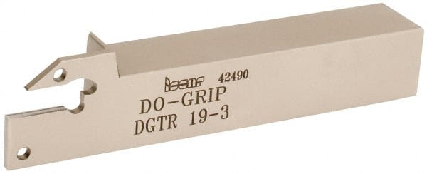 Iscar - 0.118" Min Groove Width, 4-1/2" OAL, Right Hand Indexable Grooving Cutoff Toolholder - 3/4" Shank Height x 3/4" Shank Width, DG. 1../DG. 3.. Insert Style, DGT Toolholder Style, Series Do Grip - Exact Tooling
