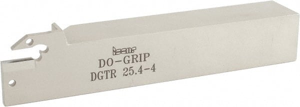 Iscar - 0.157" Min Groove Width, 6" OAL, Right Hand Indexable Grooving Cutoff Toolholder - 1" Shank Height x 1" Shank Width, DG. 4../GRIP 4.. Insert Style, DGT Toolholder Style, Series Do Grip - Exact Tooling