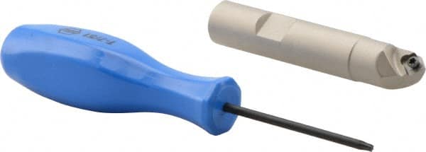 Iscar - 45° Lead Angle, 0.57" Max Cut Diam, 1/4" Min Cut Diam, 0.15" Max Depth of Cut, Indexable Chamfer and Angle End Mill - 2-3/4" Overall Length, Straight Shank - Exact Tooling