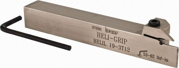Iscar - HELI, External, Left Hand, 0.47" Max Depth of Cut, 0.118 to 1/8" Groove Width, Indexable Grooving Tool Holder - 3/4" Shank Height, 3/4" Shank Width, 5-1/2" OAL - Exact Tooling
