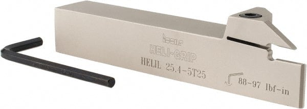Iscar - External Thread, 0.197" Min Groove Width, 6" OAL, Left Hand Indexable Grooving Cutoff Toolholder - 0.165 Seat Size, 1" Shank Height x 1" Shank Width, DG../GRIP/HGN 300. Insert Style, HELI Toolholder Style, Series Heli-Grip - Exact Tooling