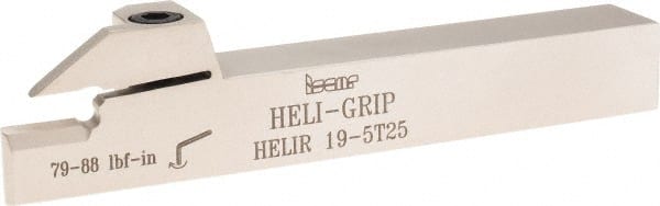 Iscar - HELI, External, Right Hand, 0.197" Max Groove Width, Indexable Grooving Tool Holder - DG.. 5003, GRIP 5.. Insert Compatibility, 3/4" Shank Height, 3/4" Shank Width, 5-1/2" OAL - Exact Tooling