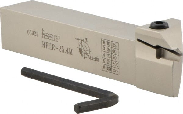 Iscar - HFH, Internal or External, Right Hand, 0.209" Max Depth of Cut, 0.118 to 0.236" Groove Width, Indexable Grooving Tool Holder - HFPR Insert Compatibility, 1" Shank Height, 1" Shank Width, 6" OAL - Exact Tooling