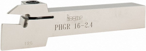 Iscar - PHG, External, Right Hand, 17mm Max Depth of Cut, 2.4 to 3.18mm Groove Width, Indexable Grooving Tool Holder - GDMW 2.4 Insert Compatibility, 16mm Shank Height, 16mm Shank Width, 110mm OAL - Exact Tooling