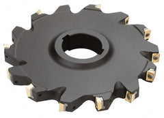 Iscar - Arbor Hole Connection, 1/2" Cutting Width, 1.81" Depth of Cut, 6" Cutter Diam, 1-1/2" Hole Diam, 14 Tooth Indexable Slotting Cutter - SDN Toolholder, QPMT PDTN Insert - Exact Tooling