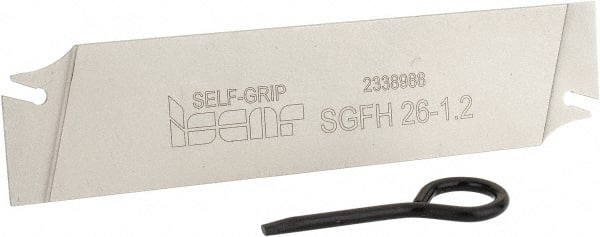 Iscar - 1.0236" Blade Height, 0.037" Blade Width, 4.3307" OAL, Neutral Cut, Double End Indexable Cut-Off Blade - SGFH Blade, Self Grip Series - Exact Tooling