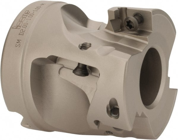 Iscar - 6 Inserts, 2" Cut Diam, 1" Arbor Diam, 1" Max Depth of Cut, Indexable Square-Shoulder Face Mill - 2" High, AD..1505.. & HM90 AD..1505.. Insert Compatibility, Series SM - Exact Tooling