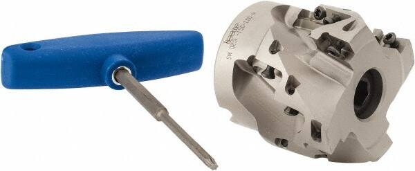 Iscar - 12 Inserts, 2-1/2" Cut Diam, 1" Arbor Diam, 1-1/2" Max Depth of Cut, Indexable Square-Shoulder Face Mill - 0/90° Lead Angle, 2.38" High, AD..1505.. & HM90 AD..1505.. Insert Compatibility, Series SM - Exact Tooling