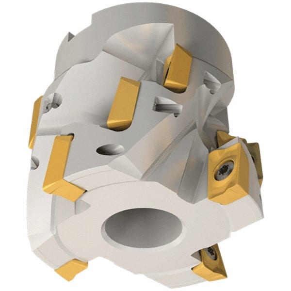 Iscar - 4" Cut Diam, 1-1/2" Arbor Hole, 1-1/2" Max Depth of Cut, 0.4° Indexable Chamfer & Angle Face Mill - 18 Inserts, HM 90 ADKT 1505... Insert, Right Hand Cut, 6 Flutes, Series SM - Exact Tooling