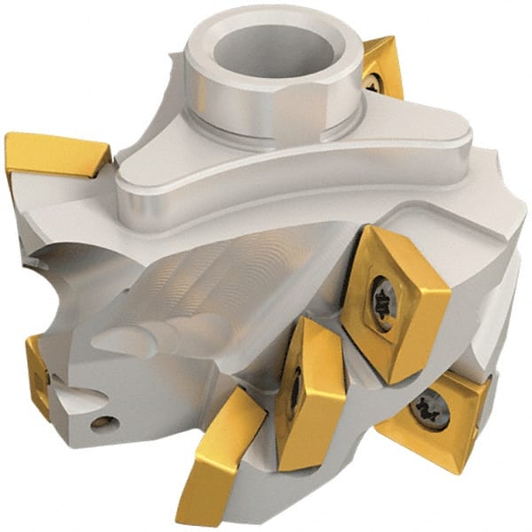 Iscar - 12 Inserts, 63mm Cut Diam, 33mm Max Depth of Cut, Indexable Square-Shoulder Face Mill - QD.T 1205 & SDMT 1205 Insert Compatibility, Series Heliquad - Exact Tooling