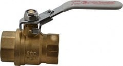 Value Collection - 1" Pipe, Full Port, Brass Full Port Ball Valve - Inline - One Way Flow, FNPT x FNPT Ends, Locking Lever Handle, 300 WOG, 150 WSP - Exact Tooling