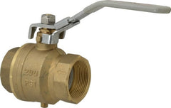 Value Collection - 1-1/2" Pipe, Full Port, Brass Full Port Ball Valve - Inline - One Way Flow, FNPT x FNPT Ends, Locking Lever Handle, 200 WOG, 150 WSP - Exact Tooling