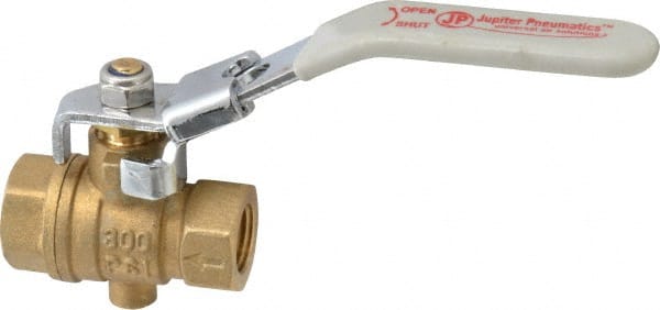 Value Collection - 1/4" Pipe, Full Port, Brass Full Port Ball Valve - Inline - One Way Flow, FNPT x FNPT Ends, Locking Lever Handle, 300 WOG, 150 WSP - Exact Tooling
