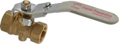 Value Collection - 3/8" Pipe, Full Port, Brass Full Port Ball Valve - Inline - One Way Flow, FNPT x FNPT Ends, Locking Lever Handle, 300 WOG, 150 WSP - Exact Tooling