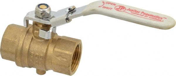 Value Collection - 3/4" Pipe, Full Port, Brass Full Port Ball Valve - Inline - One Way Flow, FNPT x FNPT Ends, Locking Lever Handle, 300 WOG, 150 WSP - Exact Tooling