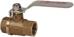 Value Collection - 1/2" Pipe, Full Port, Brass Full Port Ball Valve - Inline - Two Way Flow, FNPT x FNPT Ends, Lever Handle, 600 WOG, 150 WSP - Exact Tooling