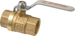 Value Collection - 1" Pipe, Full Port, Brass UL Listed Ball Valve - Inline - Two Way Flow, FNPT x FNPT Ends, Lever Handle, 600 WOG, 150 WSP - Exact Tooling