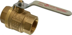 Value Collection - 1-1/2" Pipe, Full Port, Brass UL Listed Ball Valve - Inline - Two Way Flow, FNPT x FNPT Ends, Lever Handle, 600 WOG, 150 WSP - Exact Tooling