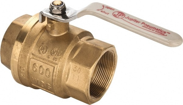 Value Collection - 2" Pipe, Full Port, Brass UL Listed Ball Valve - Inline - Two Way Flow, FNPT x FNPT Ends, Lever Handle, 600 WOG, 150 WSP - Exact Tooling
