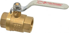 Value Collection - 1" Pipe, Full Port, Brass Full Port Ball Valve - Inline - Two Way Flow, MNPT x FNPT Ends, Lever Handle, 600 WOG, 150 WSP - Exact Tooling