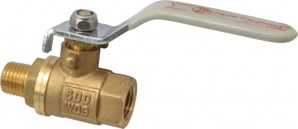 Value Collection - 1/4" Pipe, Full Port, Brass Full Port Ball Valve - Inline - Two Way Flow, MNPT x FNPT Ends, Lever Handle, 600 WOG, 150 WSP - Exact Tooling