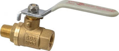 Value Collection - 1/4" Pipe, Full Port, Brass Full Port Ball Valve - Inline - Two Way Flow, MNPT x FNPT Ends, Lever Handle, 600 WOG, 150 WSP - Exact Tooling