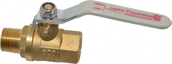 Value Collection - 1/2" Pipe, Full Port, Brass Full Port Ball Valve - Inline - Two Way Flow, MNPT x FNPT Ends, Lever Handle, 600 WOG, 150 WSP - Exact Tooling