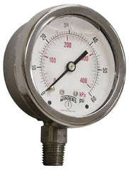 Winters - 2-1/2" Dial, 1/4 Thread, 0-60 Scale Range, Pressure Gauge - Lower Connection Mount, Accurate to 1.5% of Scale - Exact Tooling