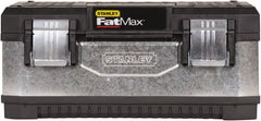 Stanley - 2 Compartment 1 Tray Tool Box - 19-5/8" Wide x 8-11/16" Deep x 11-1/8" High, Metal/Plastic, Black/Silver - Exact Tooling