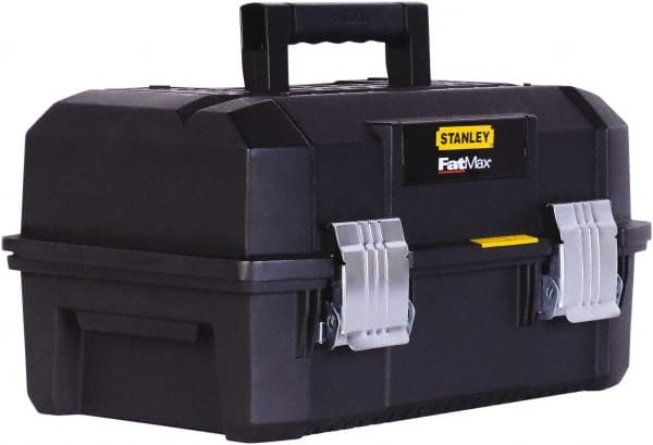Stanley - 3 Compartment 2 Drawer Tool Box - 17-29/32" Wide x 12-7/64" Deep x 9-13/64" High, Structural Foam, Black - Exact Tooling