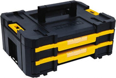 DeWALT - 2 Compartment 2 Drawer Tool Case - 12-1/4" Wide x 6-3/8" Deep x 6-29/32" High, Structural Foam, Black/Yellow - Exact Tooling