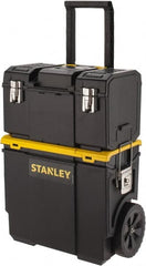 Stanley - 53 Lb Capacity, 1 Bin, 1 Tray Mobile Tool Storage System - 11" Wide x 18-1/2" Deep x 12.8" High, Polypropylene, Black/Yellow - Exact Tooling