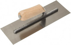 SEYMOUR-MIDWEST - Carbon Steel Finish Trowel - 12" Long x 4" Wide, Wood Handle - Exact Tooling