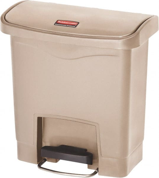 Rubbermaid - 4 Gal Rectangle Unlabeled Trash Can - 15.7" High x 14-7/8" Long, Beige, Resin - Exact Tooling