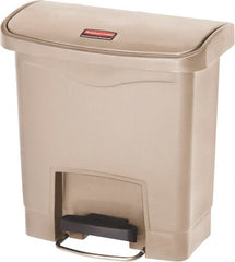 Rubbermaid - 4 Gal Rectangle Unlabeled Trash Can - 15.7" High x 14-7/8" Long, Beige, Resin - Exact Tooling
