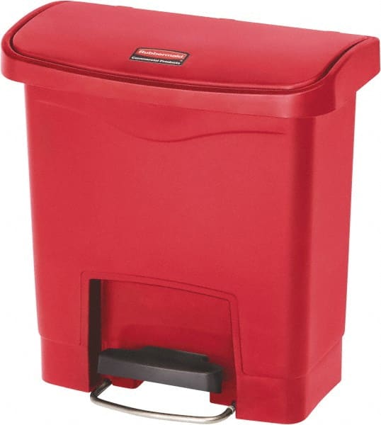 Rubbermaid - 4 Gal Rectangle Unlabeled Trash Can - 15.7" High x 14-7/8" Long, Red, Resin - Exact Tooling