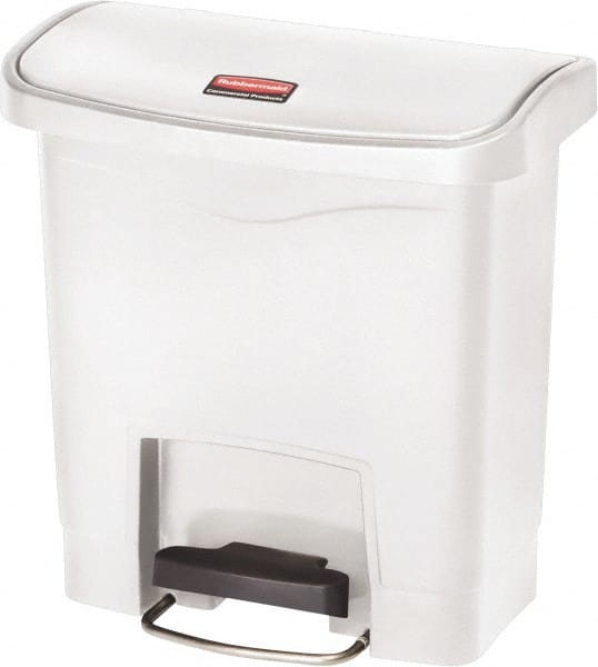 Rubbermaid - 4 Gal Rectangle Unlabeled Trash Can - 15.7" High x 14-7/8" Long, White, Resin - Exact Tooling