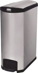 Rubbermaid - 24 Gal Rectangle Unlabeled Trash Can - 32.84" High x 27-1/8" Long, Chrome, Black, Metal - Exact Tooling