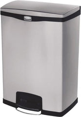 Rubbermaid - 24 Gal Rectangle Unlabeled Trash Can - 31.83" High x 21-3/4" Long, Chrome, Black, Metal - Exact Tooling