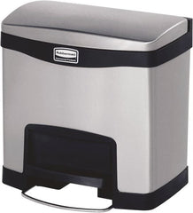 Rubbermaid - 4 Gal Rectangle Unlabeled Trash Can - 15.73" High x 15-1/2" Long, Chrome, Black, Metal - Exact Tooling