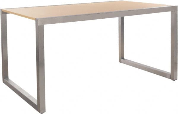 ECONOCO - 60" Long x 36" Wide x 30" High Stationary Display Table - Maple & Satin Chrome (Color), Melamine Top - Exact Tooling