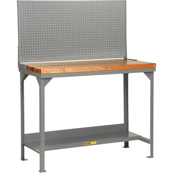 Little Giant - 48 Wide x 24" Deep x 36" High, Butcher Block Workbench - 1-3/4" Butcher Block Top, Fixed Legs, Gray - Exact Tooling