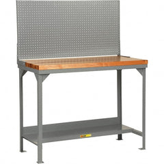 Little Giant - 48 Wide x 30" Deep x 36" High, Butcher Block Workbench - 1-3/4" Butcher Block Top, Fixed Legs, Gray - Exact Tooling
