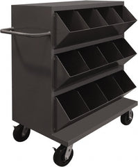 Durham - 2,400 Lb Capacity, 24" Wide x 36" Long x 49-1/4" High Storage Bin Cart - 12 Slot, Steel, 2 Rigid/2 Swivel Casters - Exact Tooling