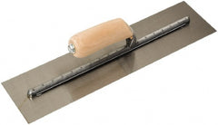 SEYMOUR-MIDWEST - Carbon Steel Finish Trowel - 16" Long x 4" Wide, Wood Handle - Exact Tooling