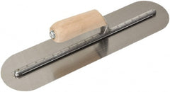 SEYMOUR-MIDWEST - Carbon Steel Rounded End Trowel - 16" Long x 4" Wide, Wood Handle - Exact Tooling